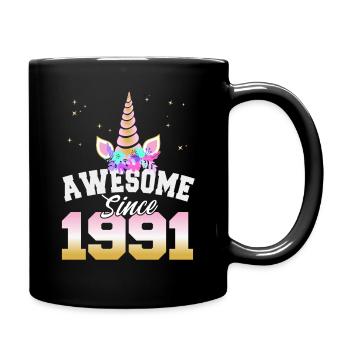 30th Birthday Men 30 Years Awesome Since 1991 - Full Colour Mug - black - Right