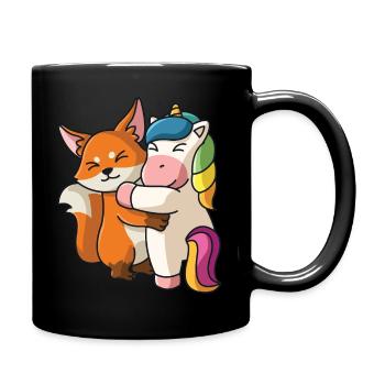 Fuchs mit Einhorn Liebe süßes niedliche Tiere - Tasse einfarbig - Schwarz - Rechts