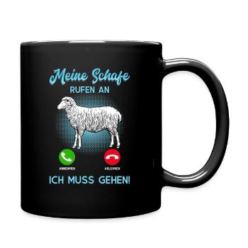Meine Schafe Rufen An Schäfer Landwirt Geschenk - Tasse einfarbig - Schwarz - Rechts