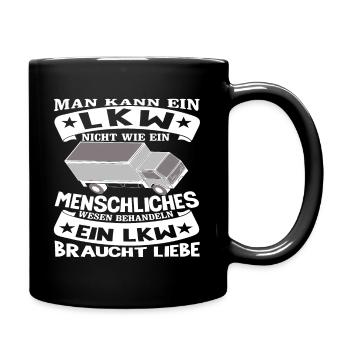 Lastwagenfahrer Geschenk LKW Papa Lastkraftwagen - Tasse einfarbig - Schwarz - Rechts