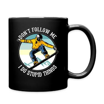Snowboarder Wintersport Snowboard Lustiger Spruch - Tasse einfarbig - Schwarz - Rechts