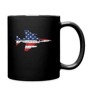 Avion de chasse à réaction F-4 Phantom drapeau américain - Mug uni - noir - Droite