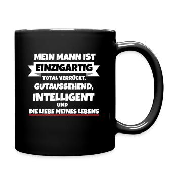Mein Mann ist die Liebe meines Lebens - Tasse einfarbig - Schwarz - Rechts