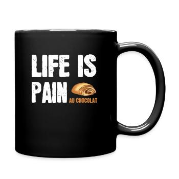 Pain Au Chocolat Drôle de Jeu de Mots Français - Tasse einfarbig - Schwarz - Rechts