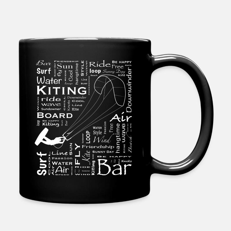 Kitesurfing, Kite, Kitesurfer, Wasser, Meer - Tasse einfarbig - Schwarz