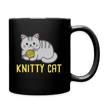 Knitty cat Knitting - Tasse einfarbig - Schwarz - Rechts