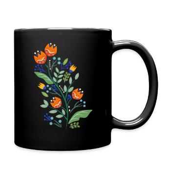 Flowers in Orange - Full Colour Mug - black - Right