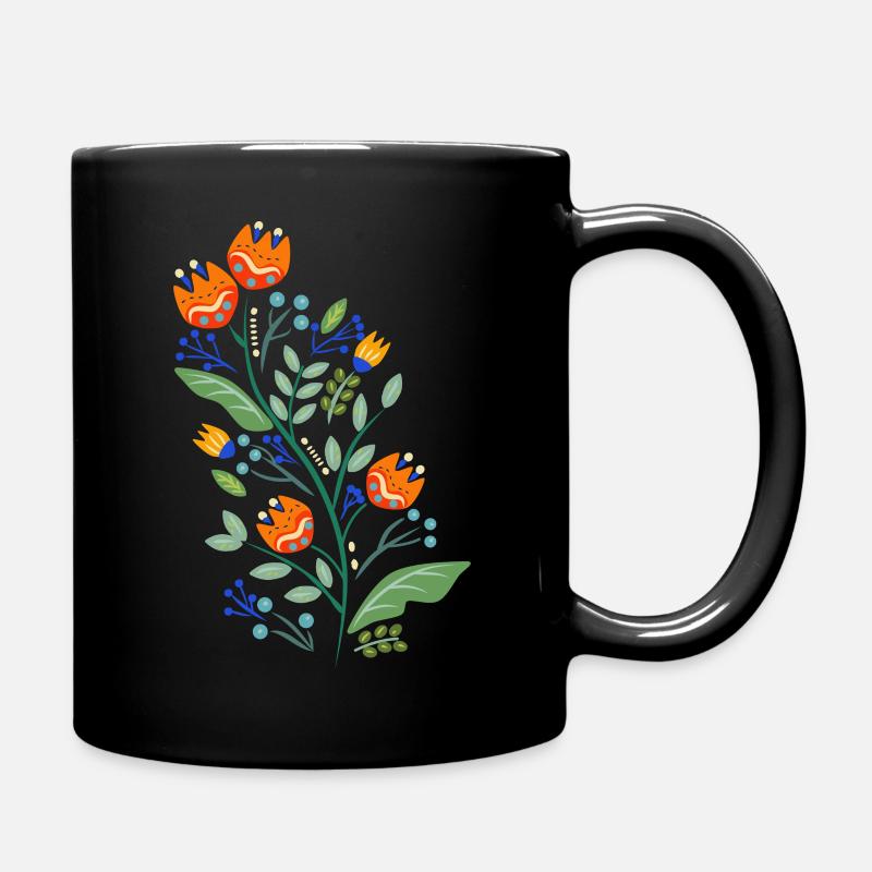 Blumen in Orange - Tasse einfarbig - Schwarz