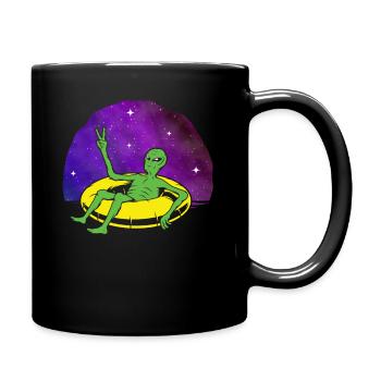 Lazy UFO Alien Galaxy spaceship - Full Colour Mug - black - Right