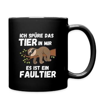Ich Spüre Das Tier In Mir Es Ist Ein Faultier - Tasse einfarbig - Schwarz - Rechts