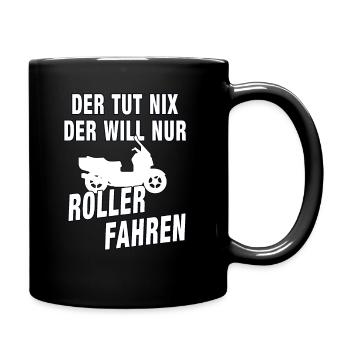 Motorroller Roller Rollerfahrer Geschenk - Tasse einfarbig - Schwarz - Rechts