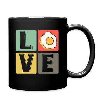Eier Spiegelei Rührei Liebe Frühstück Geschenk - Tasse einfarbig - Schwarz - Rechts