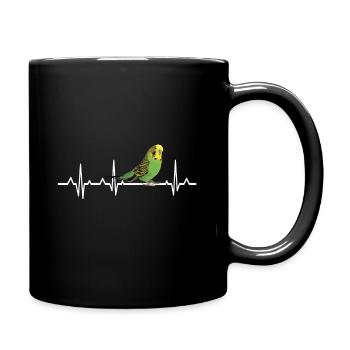 Heartbeat budgie bird love - Full Colour Mug - black - Right