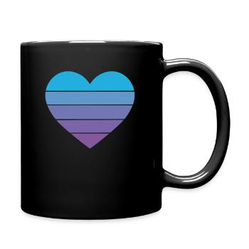 Coeur rétro bleu violet - Mug uni - noir - Droite