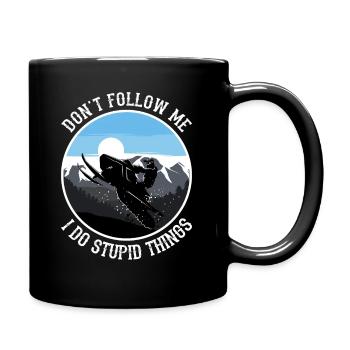 Schneemobil Snowmobile Wintersport Motorschlitten - Tasse einfarbig - Schwarz - Rechts