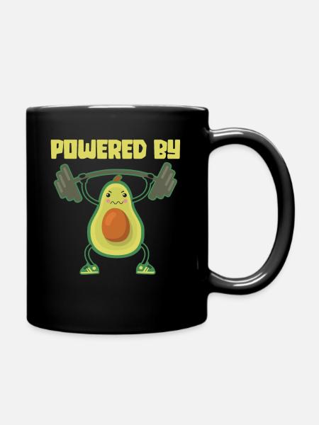 Powered By Avocado - Gym Training Workout Vegan - Tasse einfarbig - Schwarz