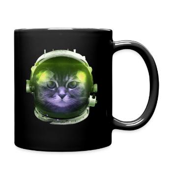 Astronaut Katze Weltall Raumfahrt lustig Geschenk - Tasse einfarbig - Schwarz - Rechts
