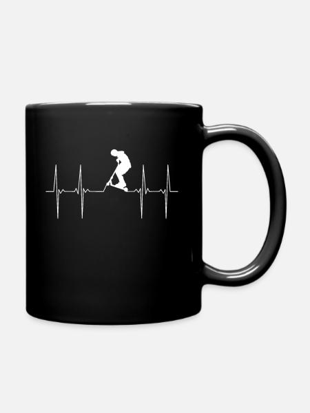 Kick scooter heartbeat EKG lines gift - Full Colour Mug - black