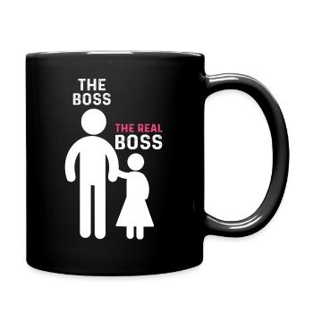 Le vrai patron père fille fille - Mug uni - noir - Droite