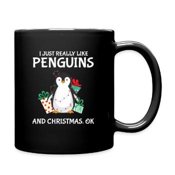 I Just Really Like Penguins And Christmas Ok - Full Colour Mug - black - Right