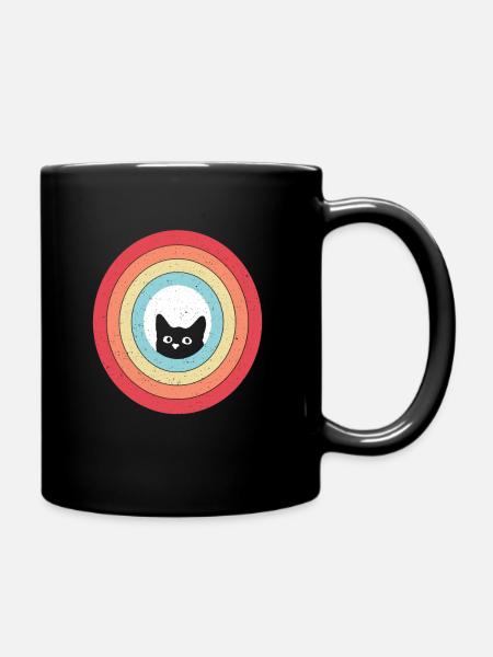 Katze Shirt Jahrgang Cat T-Shirt Retro Katzen - Tasse einfarbig - Schwarz