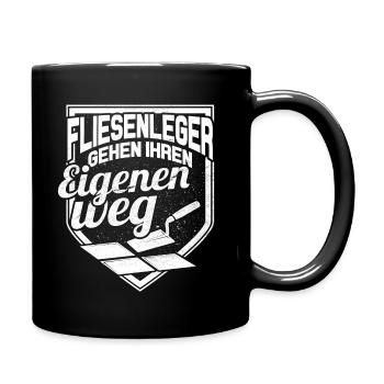 Fliesenleger - Tasse einfarbig - Schwarz - Rechts