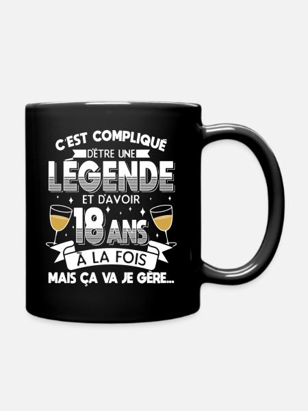 Anniversaire 18 ans Cadeau Anniv Humour Fille - Mug uni - noir
