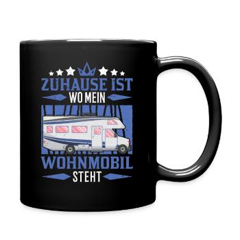Zuhause ist wo mein Wohnmobil steht Wohnwagen - Tasse einfarbig - Schwarz - Rechts