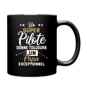 Papa pilote cadeau humour drôle avion piloter - Mug uni - noir - Droite