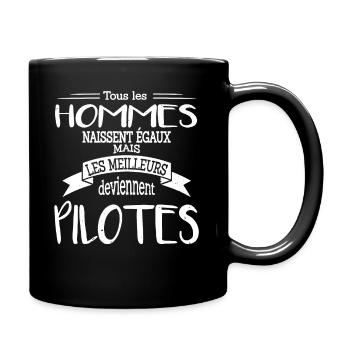 Métier pilote cadeau humour drôle avion piloter - Mug uni - noir - Droite