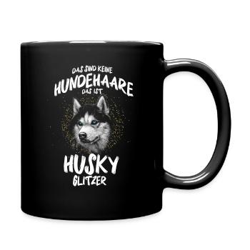 Husky Glitzer Schlittenhund Huskies Geschenk - Tasse einfarbig - Schwarz - Rechts