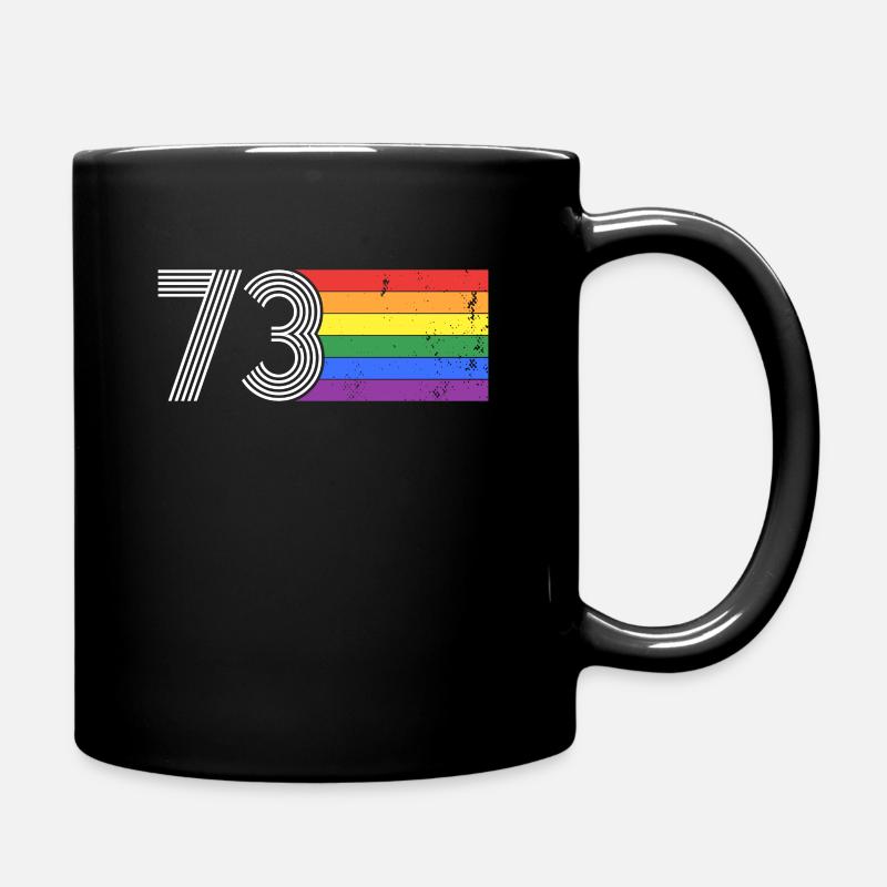 LGBT LGBTQ Birthday 1973 Rainbow Flag RETRO - Full Colour Mug - black