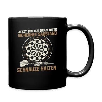 Dart Darten Darts Dartspieler Geschenk Dartboard - Tasse einfarbig - Schwarz - Rechts