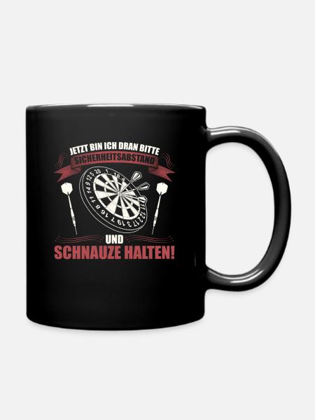 Dart Darten Darts | Dartspieler Geschenk Dartboard - Tasse einfarbig - Schwarz