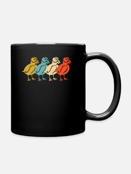 Puffin retro vintage design - Full Colour Mug - black
