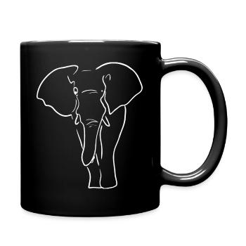 Elephant Line Art Line Drawing Gift - Full Colour Mug - black - Right