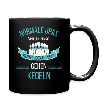 Opa Kegeln Kegler Bowling Kegel - Tasse einfarbig - Schwarz - Rechts