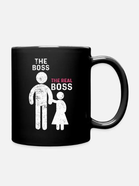 The Real Boss Vater Mädchen Tochter - Ensfarvet krus - sort