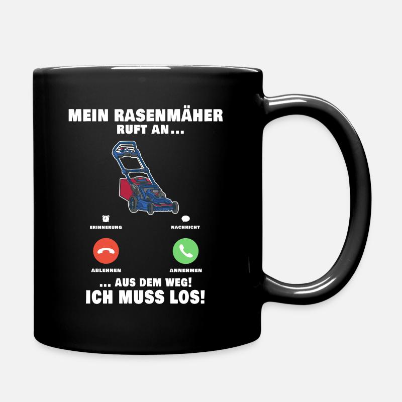 Rasenmäher Telefonanruf Gärtner Gartenarbeit - Tasse einfarbig - Schwarz