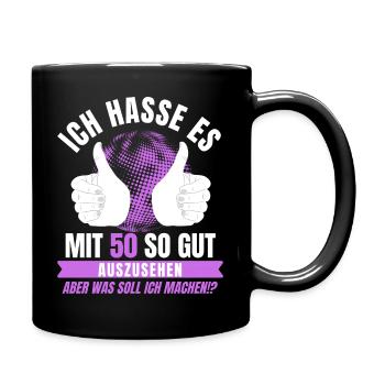 50. Geburtstag Mann Frau 50 Jahre Geschenk - Tasse einfarbig - Schwarz - Rechts