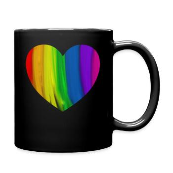 Rainbow heart homosexuality equality - Full Colour Mug - black - Right
