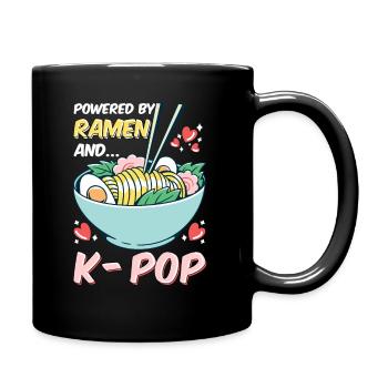 Powered by Ramen and Kpop k-pop Geschenk Spruch - Tasse einfarbig - Schwarz - Rechts