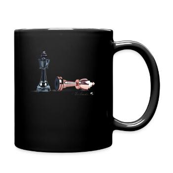 Metallische Schachfiguren Abbildung mit Inschrift - Tasse einfarbig - Schwarz - Rechts