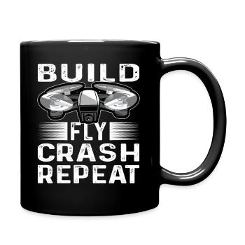 Build Fly Crash Repeat Drones Pilot Quadricopter - Full Colour Mug - black - Right