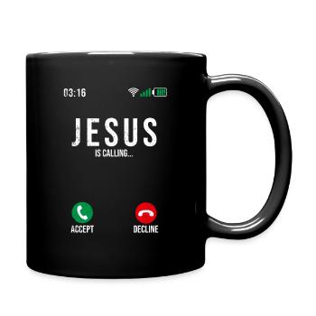 Jesus is calling - Tasse einfarbig - Schwarz - Rechts