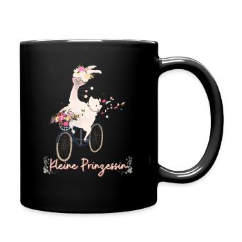 Alpaka Fahrrad Kleine Prinzessin Blumen Süß - Tasse einfarbig - Schwarz - Rechts