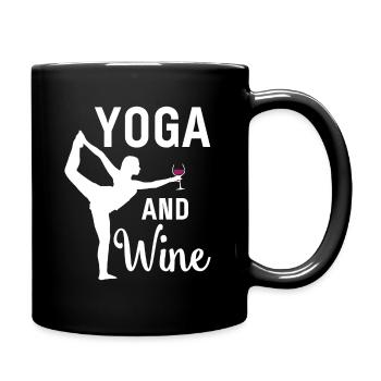 Yoga and Wine Funny Apparel - Full Colour Mug - black - Right