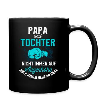 Papa und Tochter immer Herz an Herz - Tasse einfarbig - Schwarz - Rechts