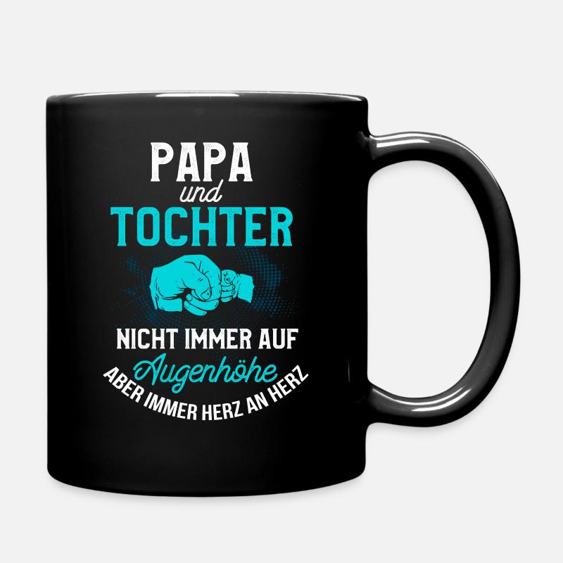 Papa und Tochter immer Herz an Herz - Tasse einfarbig - Schwarz