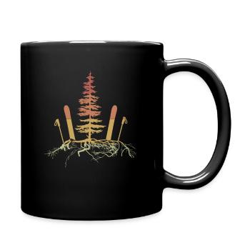 Ski skier off piste tree skiing ski vacation - Full Colour Mug - black - Right
